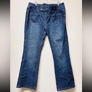 Vintage Lee Flared Jeans One True Fit Women 15/16M Patch Pocket Retro Y2K Boho